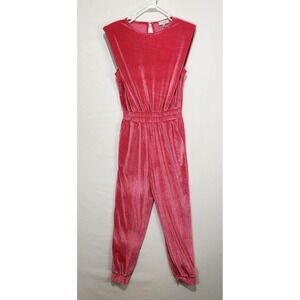 Fate Women's Size S Pink Velvet Jumpsuit Sleeveless Smocked Waist Jogger